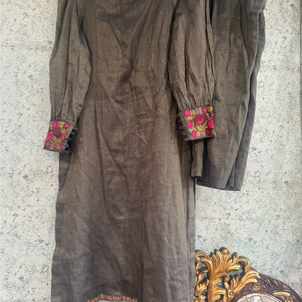 Pakistani Indian Elegant Dress with Embroidered Cuffs